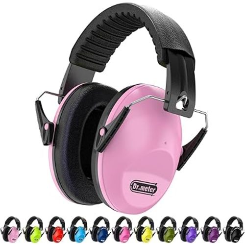 Dr.meter Noise Cancelling Ear Muffs: EM100 SNR27.4 Kids Noise Cancelling Headphones with Adjustable Headband, Earmuffs for Noise Reduction for Monster Jam, Concert, Firework, Mowing, Pink