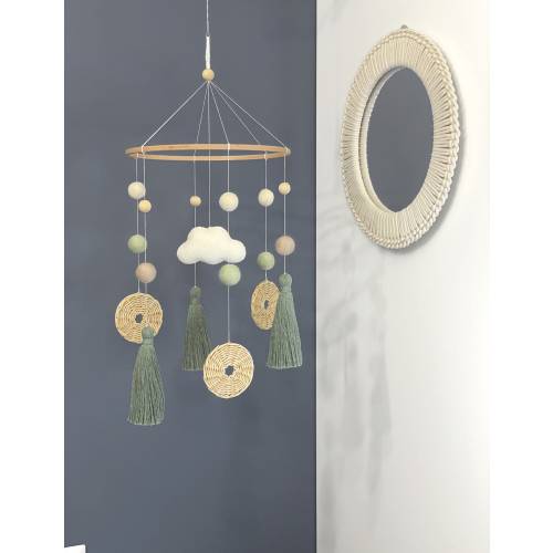 Baby mobile, Sage green nursery decor, Minimalist baby mobile, Baby shower gift, Baby mobile neutral, Crib mobile, Cot mobile, Mobile