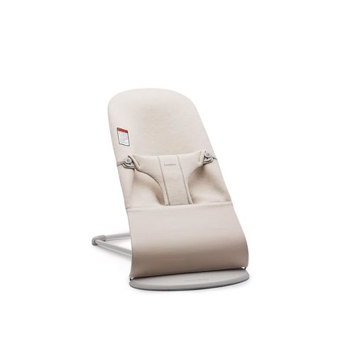 BabyBjörn Bouncer Bliss, Light Beige, 3D Jersey | 2-in-1 Adjustable Baby Bouncer Seat and Toddler Chair, Newborn to Toddler (8-29 lbs), 4 positions, Lightweight & Portable