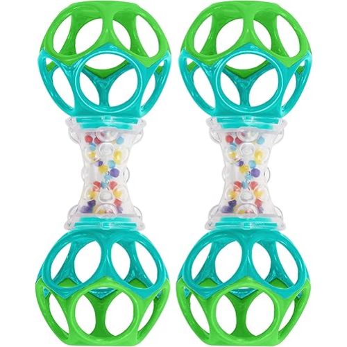 Bright Starts Oball Shaker Rattle Toy, Ages Newborn + (Pack of 2)