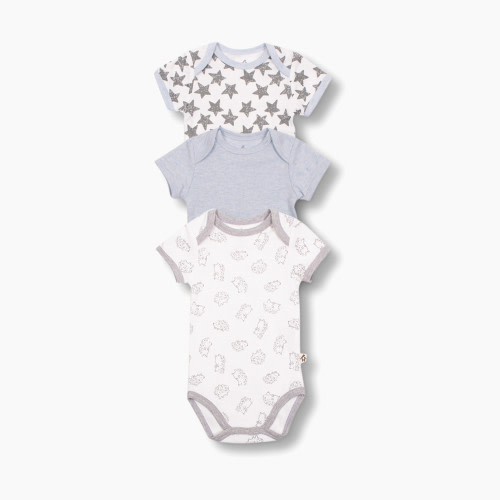 Snugabye Dream Short Sleeve Bodysuit (3 Pack) - Blue, 0-3 M