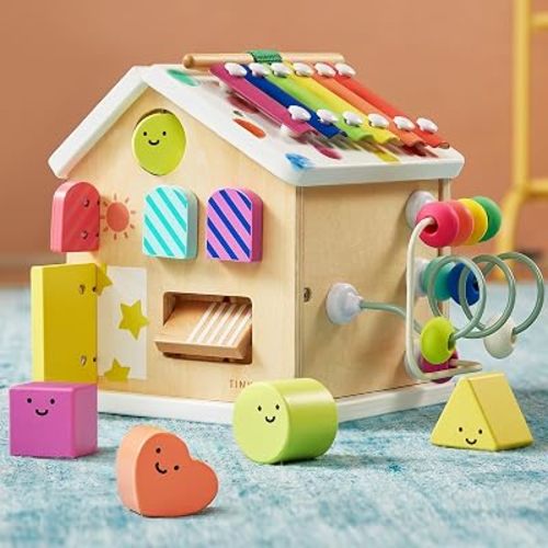 Tiny Land 9-in-1 Wooden Activity Cube, Educational Toy for Toddlers