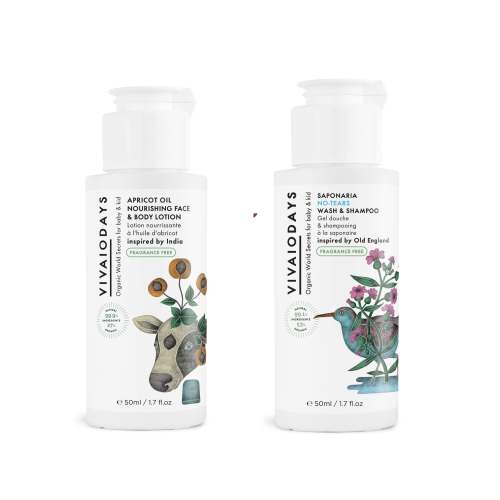 Mini Set: Fragrance Free Apricot Lotion & Saponaria Wash & Shampoo
