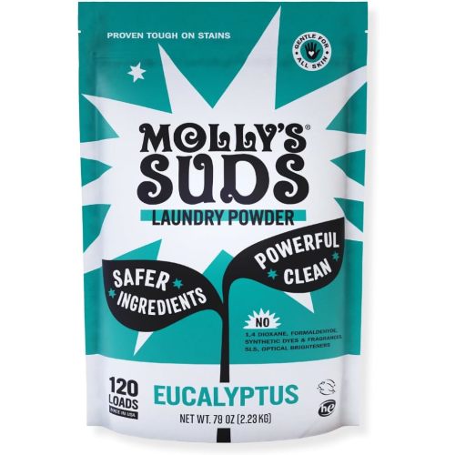 Molly's Suds Original Laundry Detergent Powder | Natural Laundry Detergent Powder for Sensitive Skin | Earth-Derived Ingredients, Stain Fighting | 120 Load (Eucalyptus)
