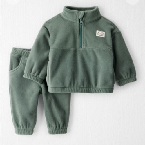 Baby 2-Piece Recycled Microfleece Set - Fern Green - 3M