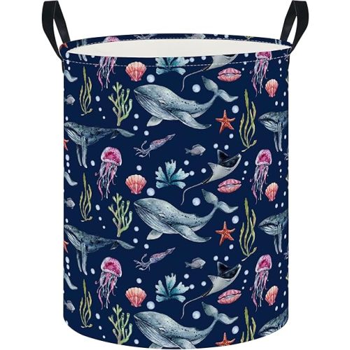 Laundry Hamper, Laundry Basket, Nursery Hamper, Waterproof Storage Bin, Clothes Organizer Basket, Room Decor(Watercolor Ocean)