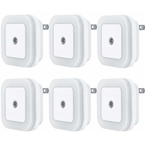 Uigos LED Night Light Lamp with Smart Sensor Dusk to Dawn Sensor, Daylight White, 0.5W Plug-in, 6-Pack