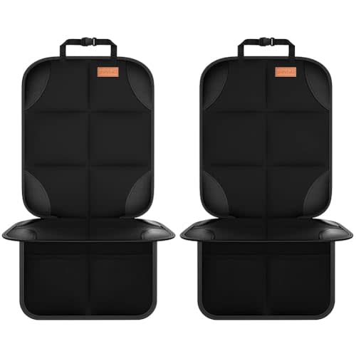 SMART ELF Car Seat Protector, 2Pack Seat Protector Protect Child Seats with Thickest Padding and Non-Slip Backing Mesh Pockets for Baby and Pet,Sedan SUV Truck (Black)