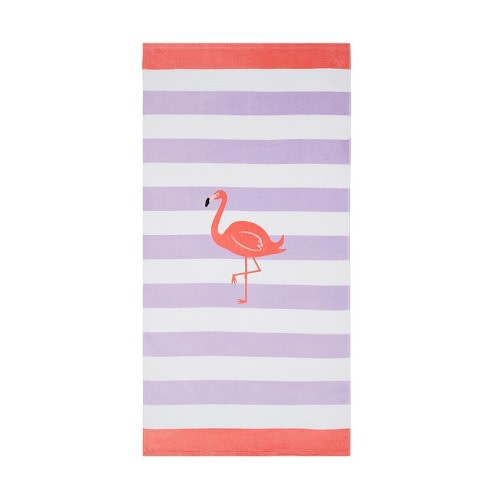 Flamingo Stripe Kid Beach Towel