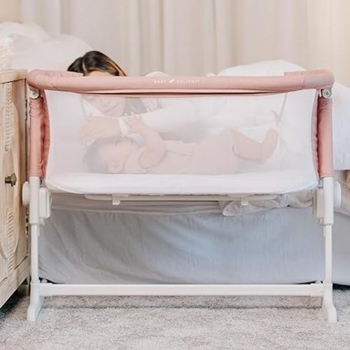 Baby Delight Beside Me Dreamer Bassinet | Bedside Sleeper & Baby Bassinet | 6-Position Height Adjustment | 100% GOTS Certified Organic Cotton Fabric | Organic Rose