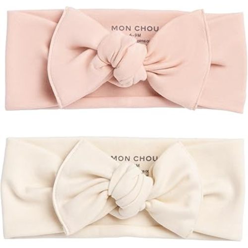 Baby Bow for Girls, 100% Organic Pima Cotton Jersey Headband, Hair Accessory for Newborn Infant Toddler Kid, Adjustable Super-Soft Head Wrap-One Size