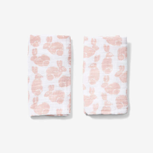 Lewis Burp Cloth Set - Bunny | Blush