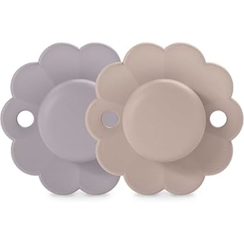 Suavinex Wonder Baby Pacifier, SX Pro Silicone Nipple, Reversible, Non Irritating Shield Design, 2Pk Pacifiers 6-18 Months, Made in Europe, Lavender/Mauve