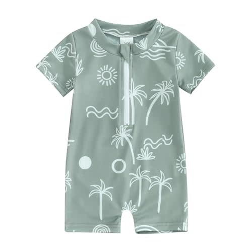 Cevoerf Infant Baby Boy Girl One Piece Swimsuit Rash Guard Shirt Bathing Suit Zip Up Swimwear