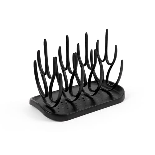 Baby Bottle Drying Rack High Capacity, Parentalz, Space Saving Countertop Baby Bottle Rack Dryer Holder for Baby Bottles, Pacifiers, Nipples, Pump Parts - Black