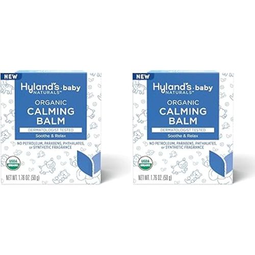 Hyland's Baby Organic Calming Balm, Soothe and Relax, With Organic Lavender, Eucalyptus, and Bergamot Fruit Oil, Safe and Gentle, Dermatologist Tested, 1.76 oz. (Pack of 2)