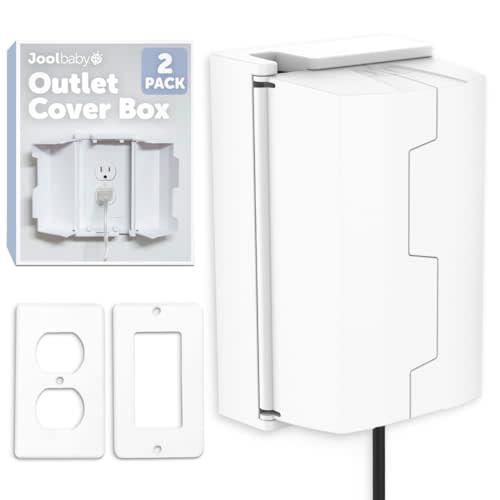 Outlet Cover Box for Child Safety (2 Pack) Duplex & Decorator Electrical Outlet Plates, Concealed Access Buttons, and Spacious Compartment - Jool Baby