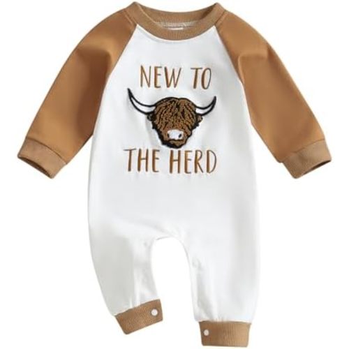 Western Baby Boy Girl Clothes Cow One Piece Oneise Jumpsuit Cowboy Cowgirl New to Here Romper Newborn Baby Outifts