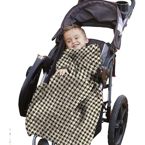 Slanket Stroller Blanket Wearable Fleece Baby Blanket Large 33 x 34" Houndstooth for Babies & Toddlers, Soft Baby Blanket, w/Sleeves, Hand Covers, Foot Pocket, for Girls & Boys