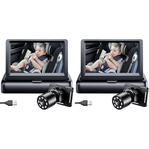 Itomoro Baby Car Camera, USB Powered, Easy Install, 1080p Clear View | Night Vision with Rear-Facing Car Baby Monitor Built-in screen design 360° adjustable view car baby camera