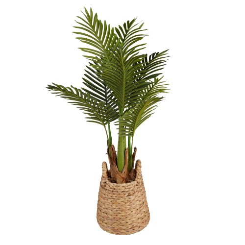 allen + roth 32-in Brown/Green Indoor Palm Artificial Plant