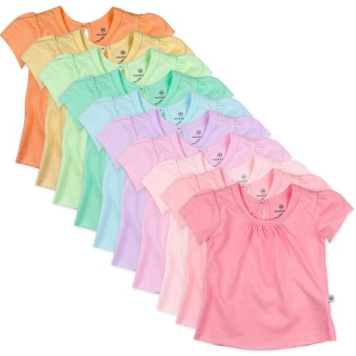 HonestBaby Multipack Puff Sleeve T-shirts 100% Organic Cotton Baby, Toddler, Little Kid, Girl