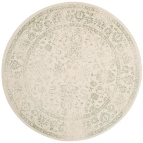 Adirondack Ivory/Sage 7 ft. x 7 ft. Border Distressed Round Area Rug