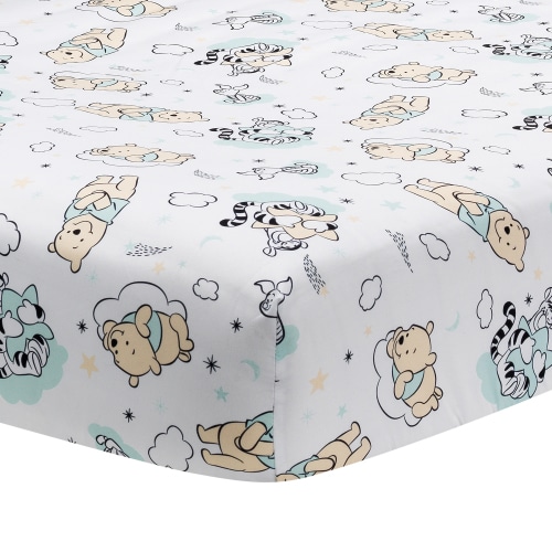 Lambs & Ivy Disney Baby Winnie the Pooh White Fitted Crib Mattress Sheet