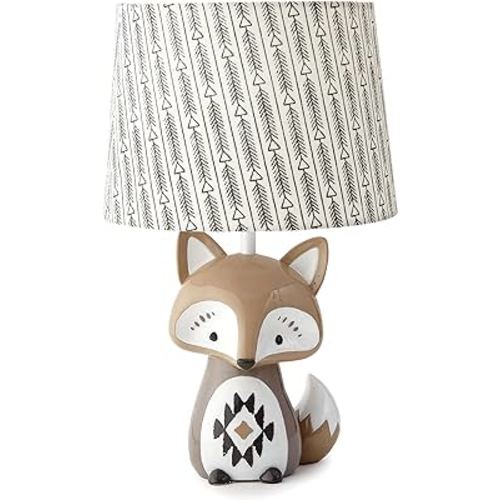 Levtex Baby - Bailey Table Lamp - Fox Lamp - Nursery Lamp - Base and Shade - Charcoal, Taupe, White - Nursery Accessories - Measurements: 22 in. high and 6 in. Diameter