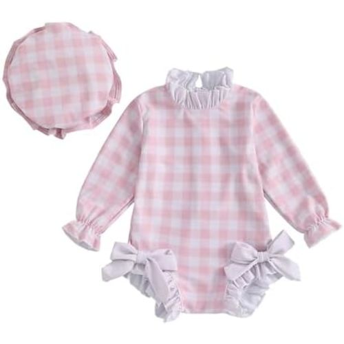 Baby Girl Swimsuit Baby Girls Long Sleeve One Piece Swimsuit Romper Infant Bathing Suit Baby Girl Beach Rash Guard