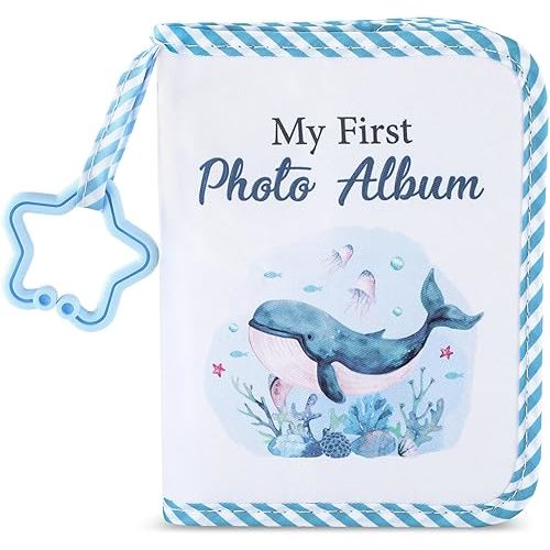 Baby's My First Family Album Soft Photo Cloth Book Sea World My First Book of Photos Baby Memory Album Gift Holds 4x6 Pictures for Babies Newborn Toddler & Kids Girls Baby Shower