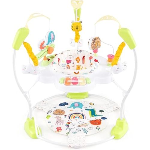BABY JOY Baby Jumpers and Bouncers, Infant Activity Center with Music Lights Sounds, 360° Rotating Seat and 5 Adjustable Heights, Baby Play and Learning Center for 6-12 Months