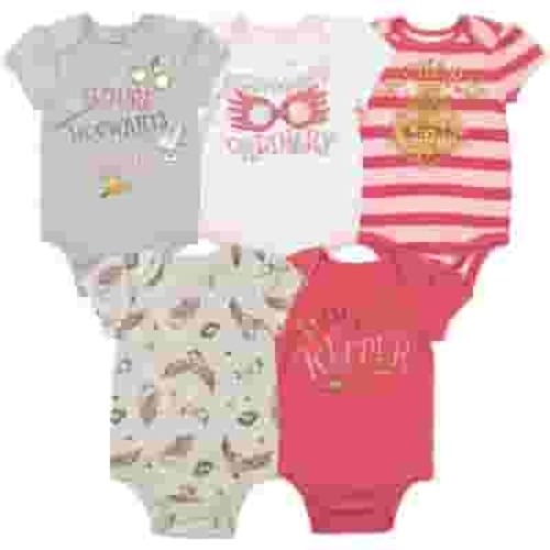 Harry Potter Newborn Baby Girls 5 Pack Bodysuits Newborn to Infant