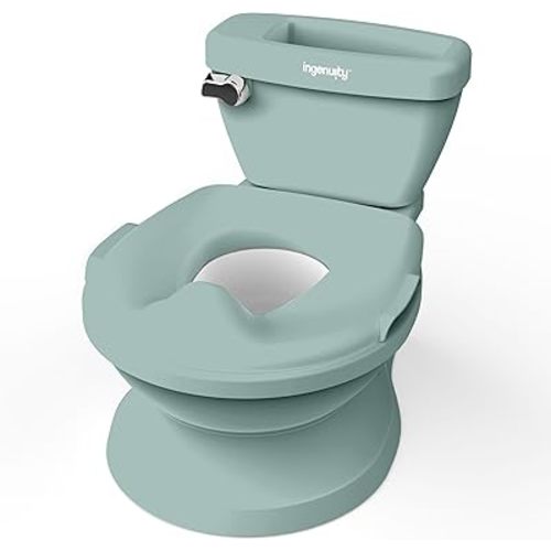 Ingenuity My Size Potty Pro in Green, Infant Potty Training Toilet, Lifelike Flushing Sound, for Ages 18 Months, Up to 50 Pounds