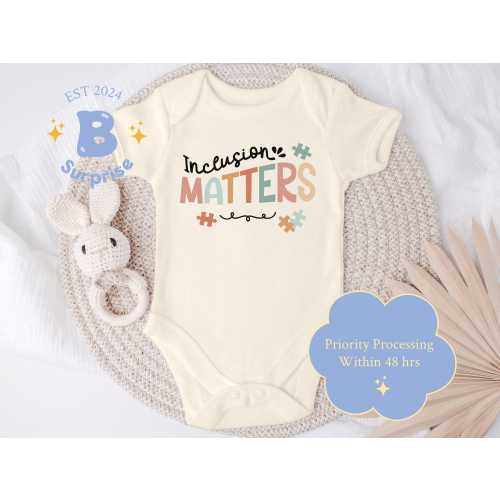 Inclusion Matters Baby Onesie® - Unisex Puzzle Piece Bodysuit - Awareness Natural Onesie®
