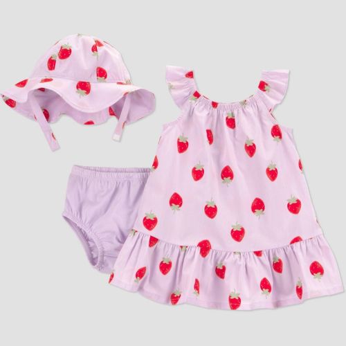 Carter's Just One You® Baby Girls' 2pc Strawberries Dress & Hat Set - Purple Newborn