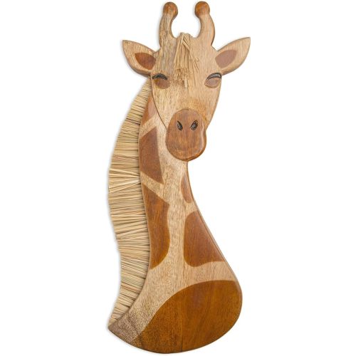 Crane Baby Handmade Wooden Safari Wall Decor, Wood Animal Wall Art for Nursery and Gender Neutral Safari Room Decor, Giraffe, 21" x 8"