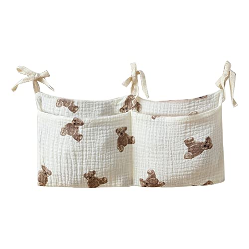 JUSTAUS Bedside Hanging Bags Milk Bottle Bib-Storage Bag Crib Organizer Baby Nappy Dormitory Bunk Organizing Bag Nappy-bags, little bear