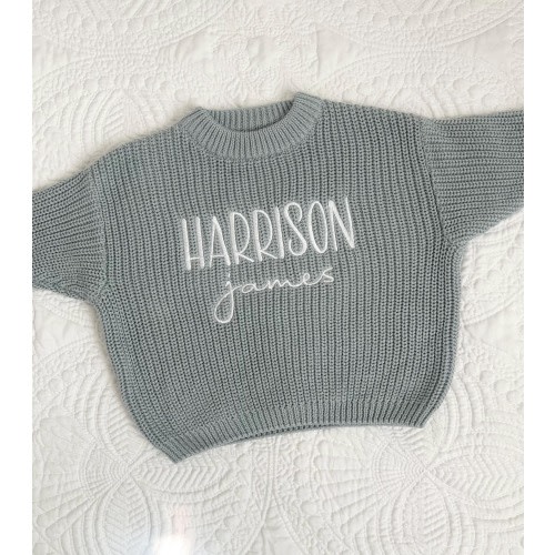 Personalized Embroidered Oversized Name Kids, Custom Toddler Baby Sweater