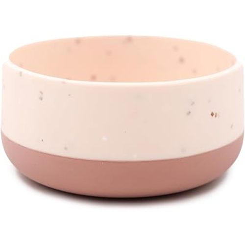 Yeah Baby Goods Silicone Kids Bowl - Food Grade, Duo-Toned Modern Terrazzo Bowl for Baby - Sturdy, Dishwasher & Microwave Safe Bowls - Non Suction Bowls for Kids of All Ages (Terracotta/Blush Speckle)