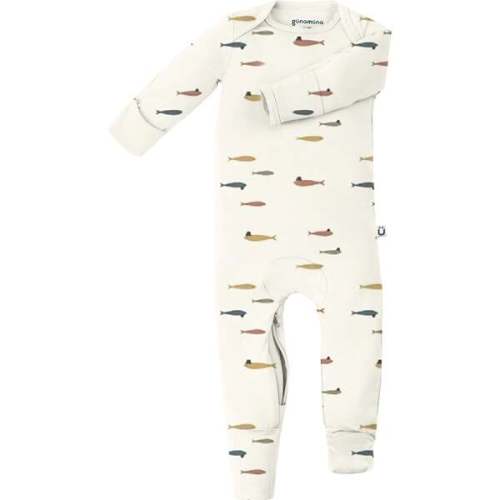 DiaperZip Convertible Footie Pajamas, Fish With A Hat - günamüna | Maisonette