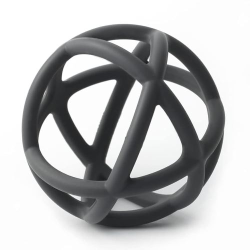 Baby Teether Ball Toy, BPA Free Silicone Soft Ball Easy to Hold Teether for Babies Ages 6 Months+ (Dark Grey)