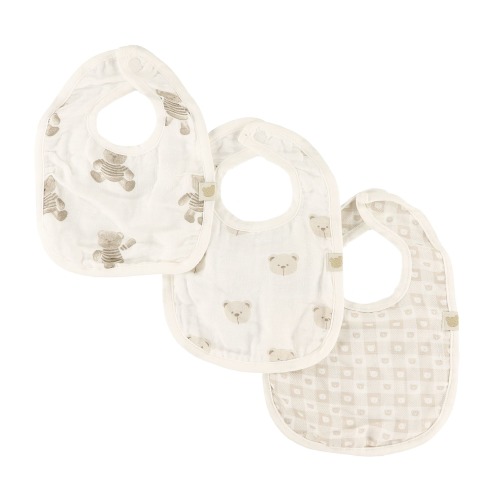 Ensemble de 3 Bavoirs Mousseline - Ours - Piccolo Bambino – CLÉMENT