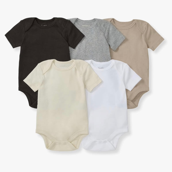 Burt's Bees Baby Bodysuits, Short Sleeve and Long Sleeve One-Pieces, 100% Organic Cotton