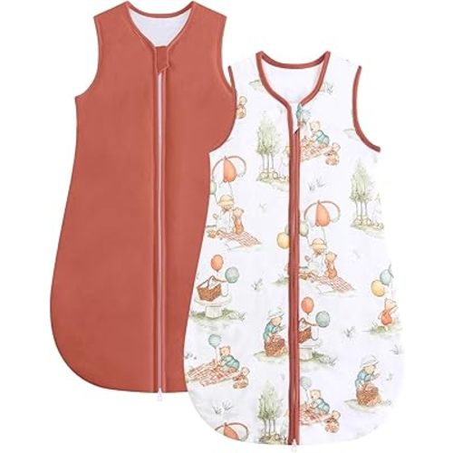 JiAmy Baby Sleeping Bag Cotton Sleep Sack 2 Pack, Unisex Baby Wearable Blanket for Newborn & Infant 0-24 Months