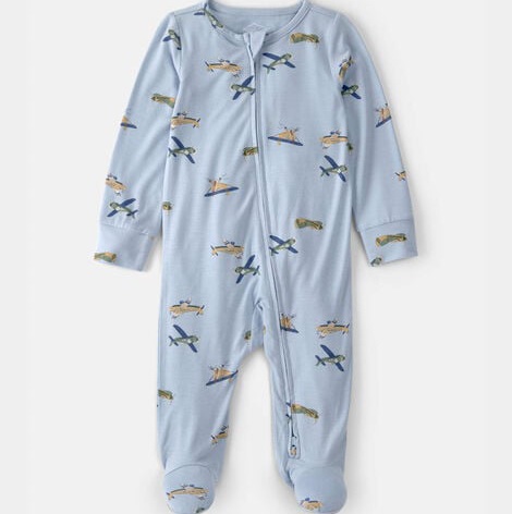 Baby Boy Plane 2-Way Zip PurelySoft Footie Sleep & Play Pajama