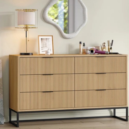 Ebern Designs Semin 54"W Fluted Design 6-Drawers Dresser Organizer,Wood Chest of Drawers | Wayfair