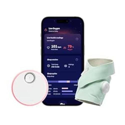 Owlet Dream Sock Smart Wearable Baby Monitor Tracks Heart Rate & Oxygen in Real Time Parents Receive Alerts, Sleep Insights & More via App - Mint