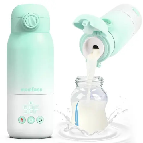 Portable Bottle Warmer for Travel, Dual Heating Modes for Breastmilk & Water, Portable Bottle Milk Warmer with Fast Heating & Long Battery Life, 12 Ounces Large Capacity (Green)