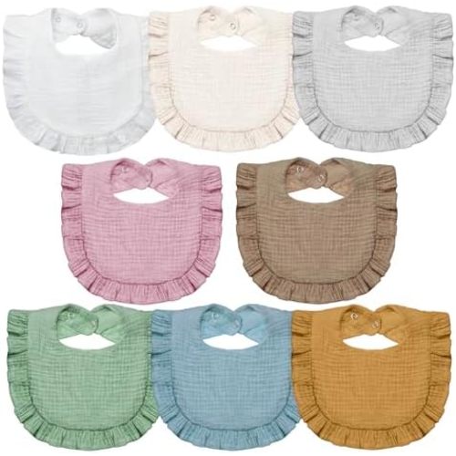 Lictin 8-Pack Muslin Baby Bibs,Bandana Drooling Bibs, Unisex Cotton Baby Bibs, Baby Bibs for Drooling and Teething